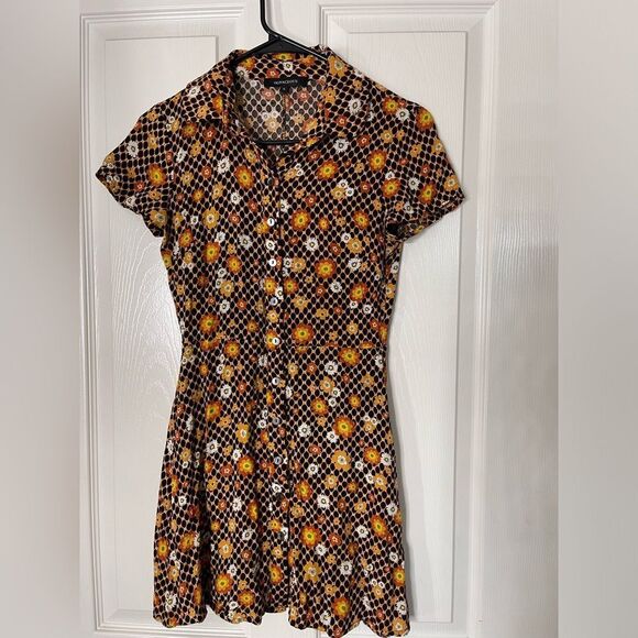 Olivaceous vintage print mini dress size small - Picture 1 of 5